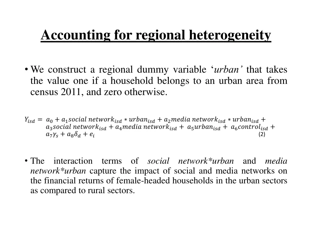 accounting for regional heterogeneity