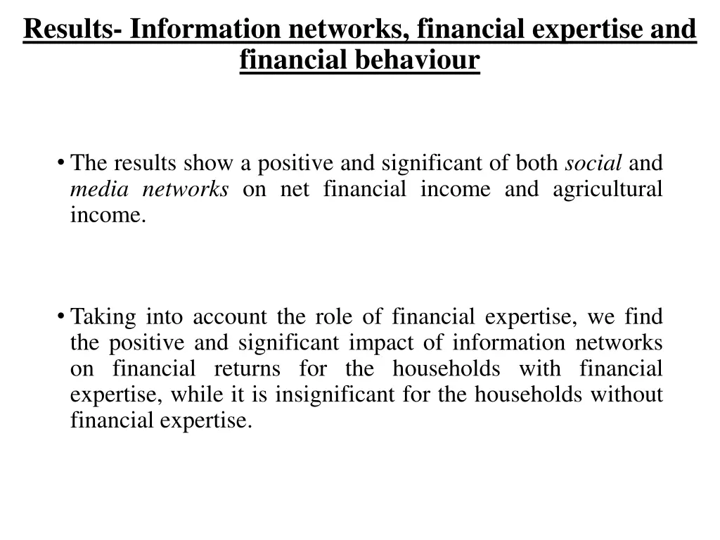 results information networks financial expertise