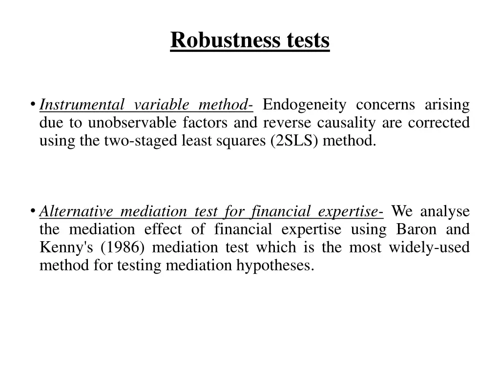 robustness tests