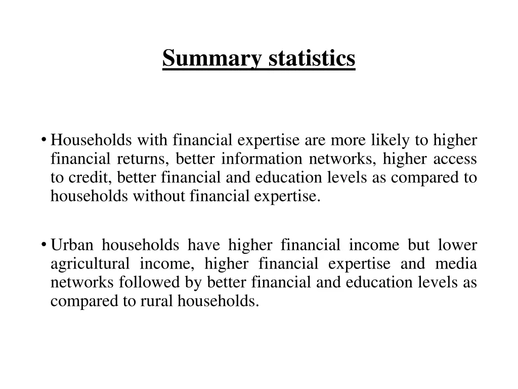 summary statistics