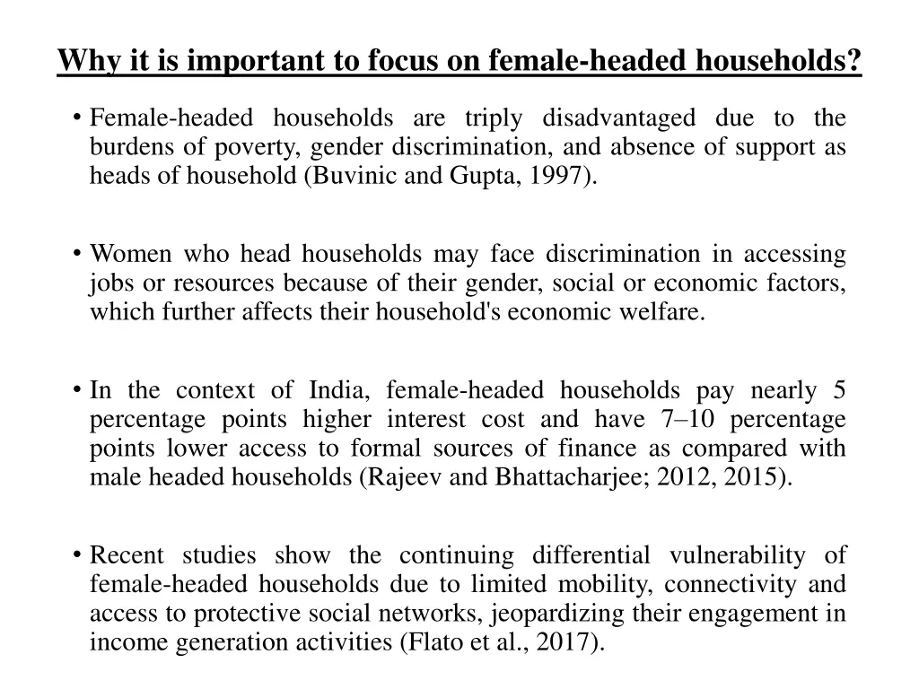 why it is important to focus on female headed