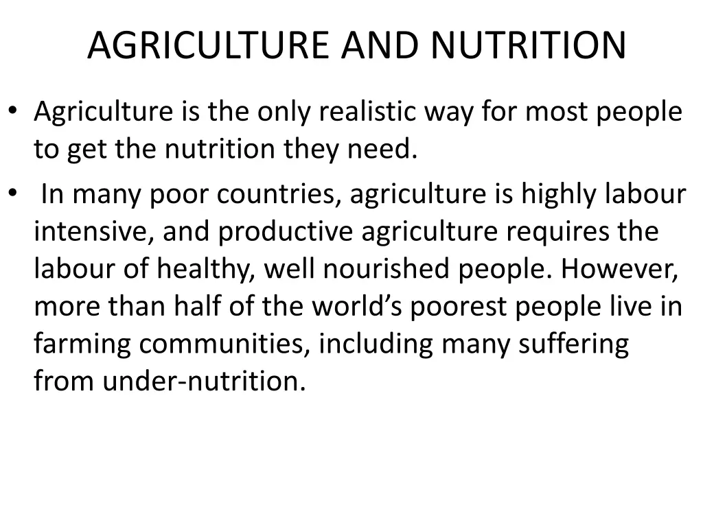 agriculture and nutrition