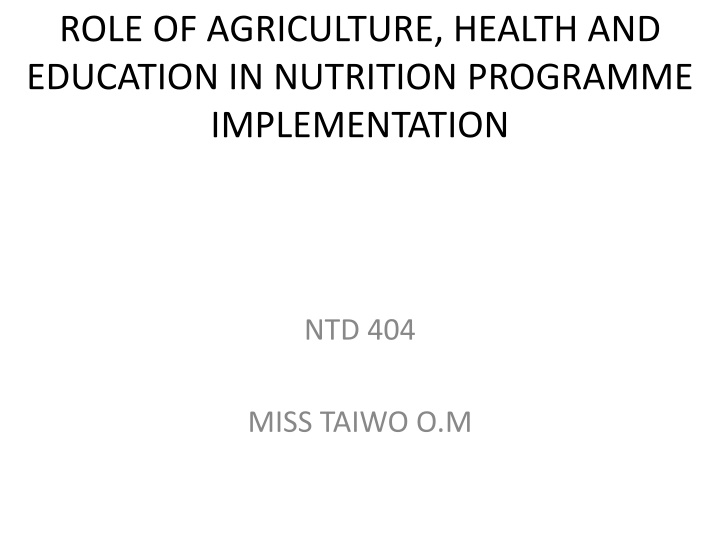 role of agriculture health and education