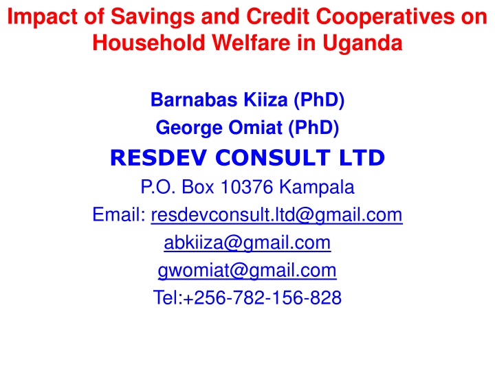 impact of savings and credit cooperatives