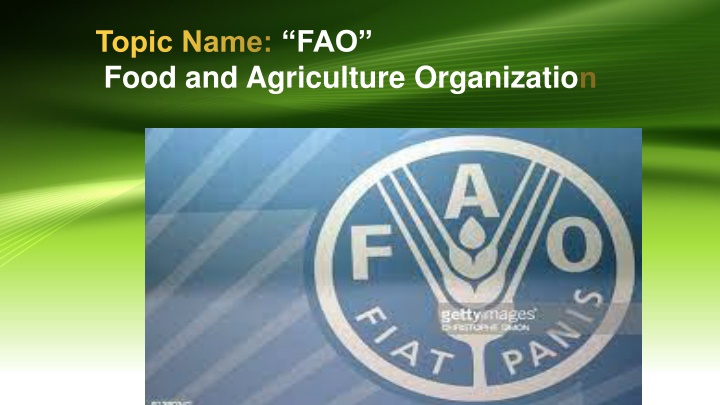 topic name fao food and agriculture organization