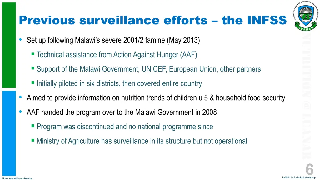 previous surveillance efforts the infss