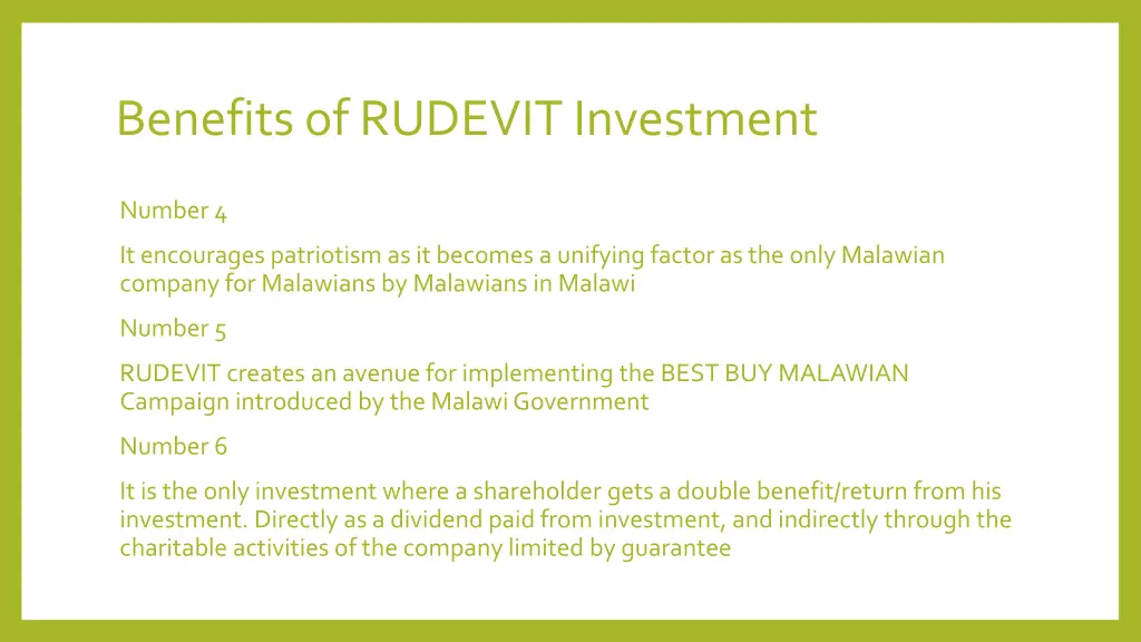 benefits of rudevit investment 2