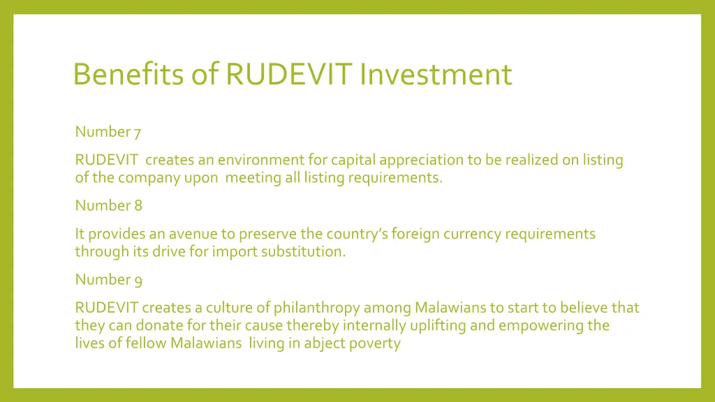 benefits of rudevit investment 3