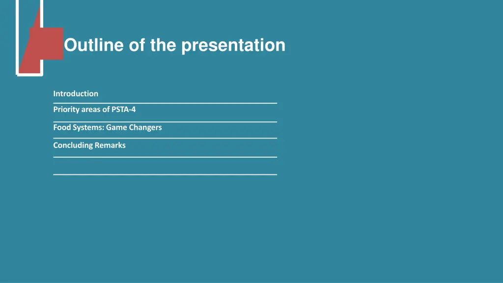 outline of the presentation