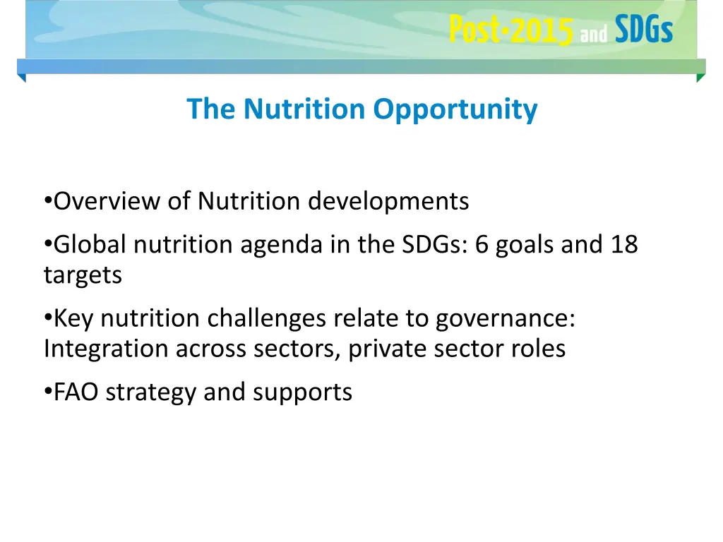 the nutrition opportunity