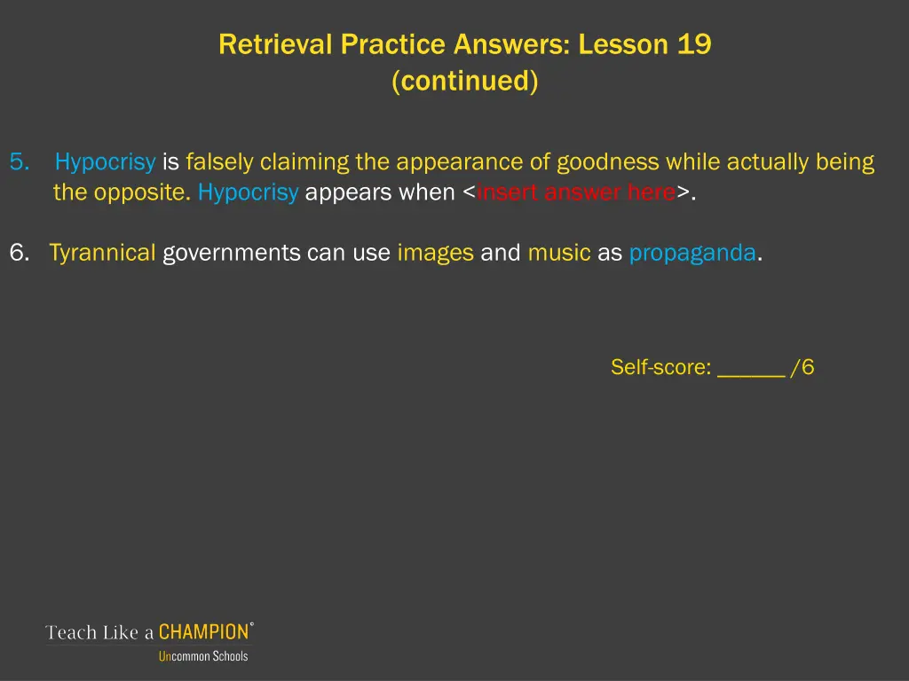 retrieval practice answers lesson 19 continued