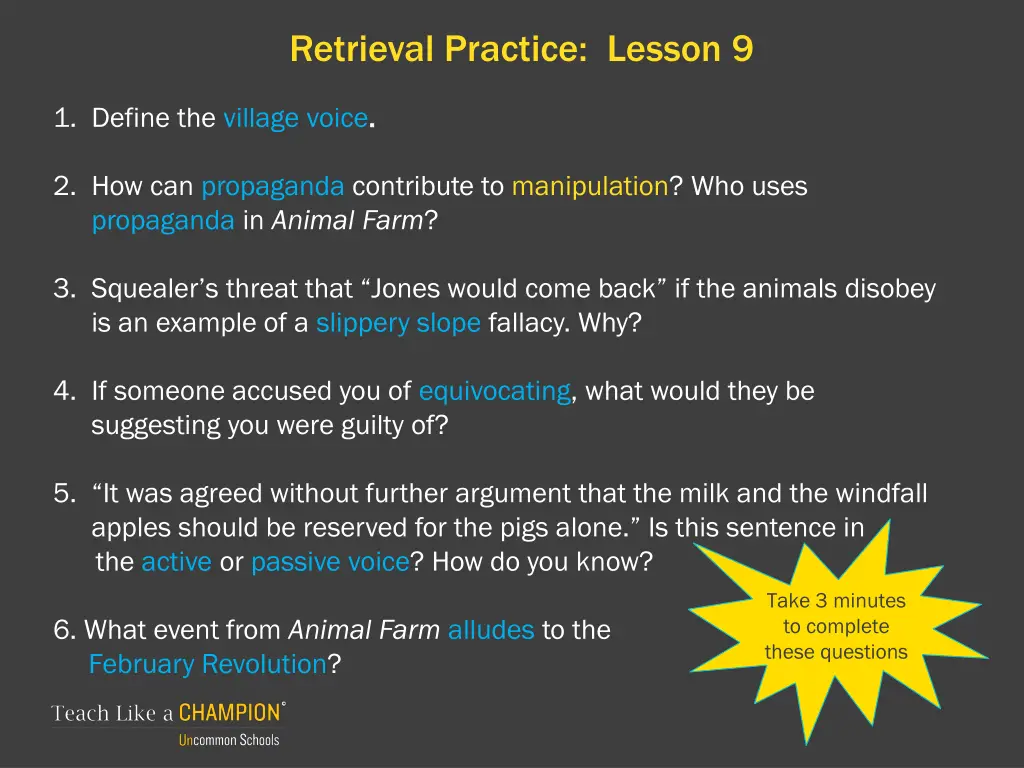 retrieval practice lesson 9