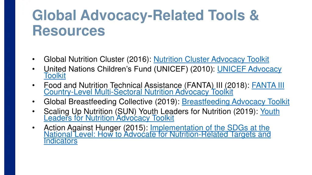 global advocacy related tools resources