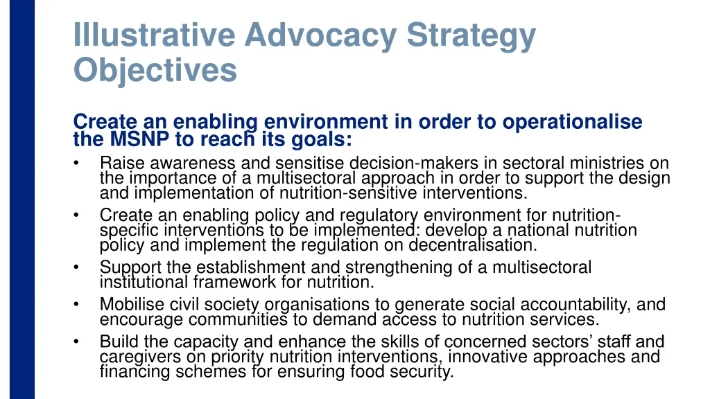 illustrative advocacy strategy objectives