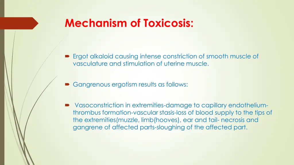 mechanism of toxicosis