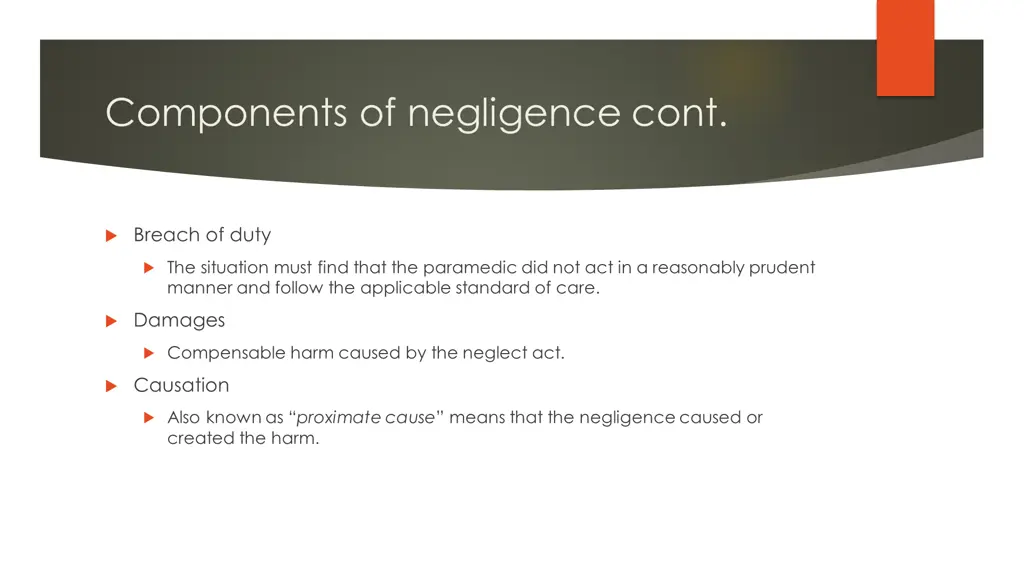 components of negligence cont