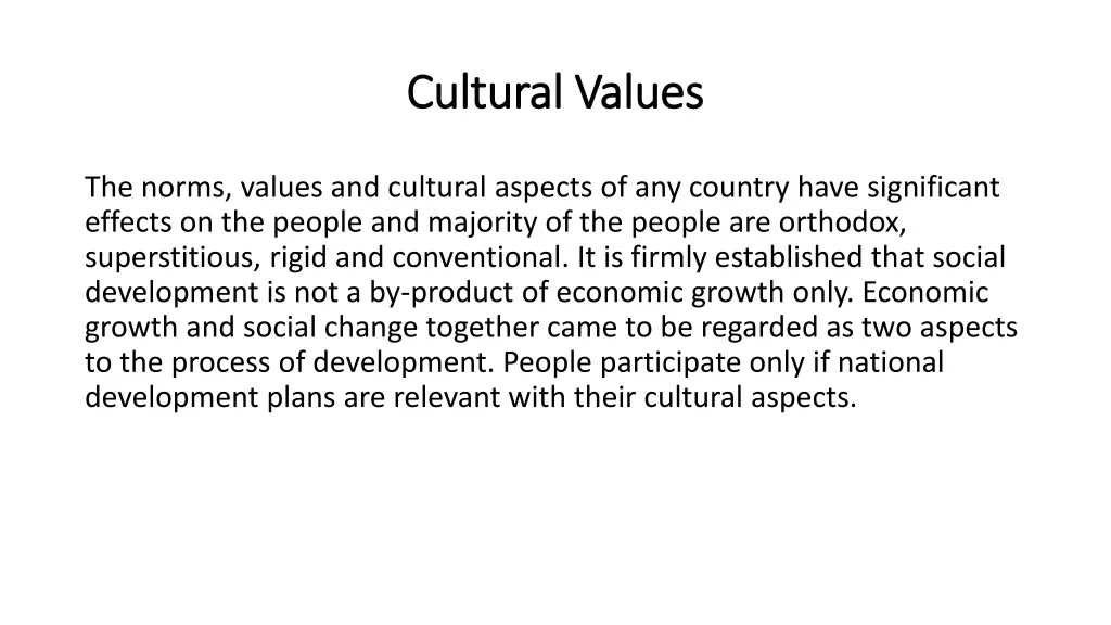 cultural values cultural values