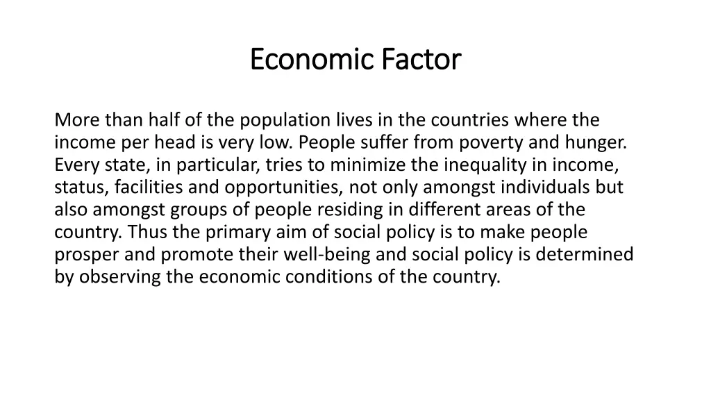 economic factor economic factor