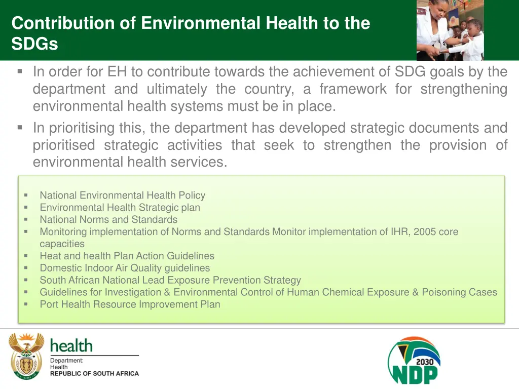 contribution of environmental health to the sdgs 1