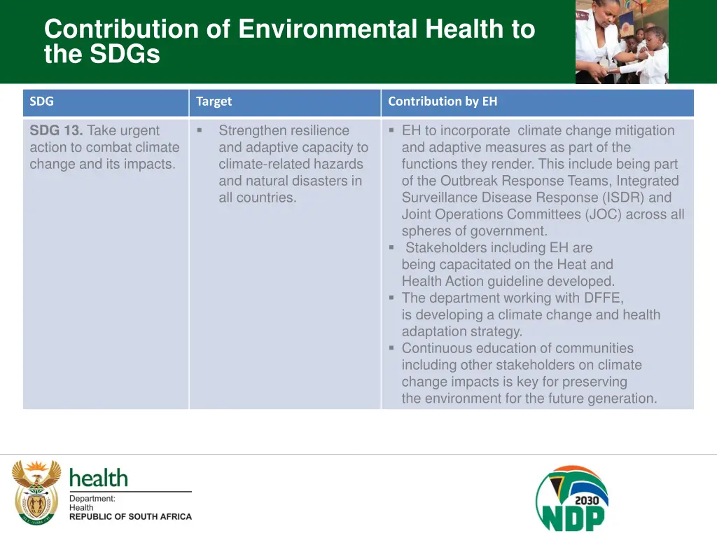 contribution of environmental health to the sdgs 10