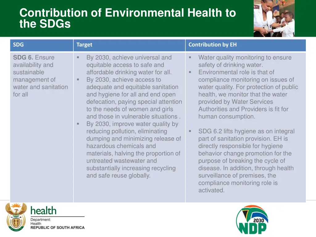 contribution of environmental health to the sdgs 4