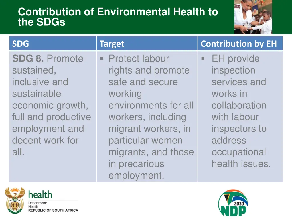 contribution of environmental health to the sdgs 5