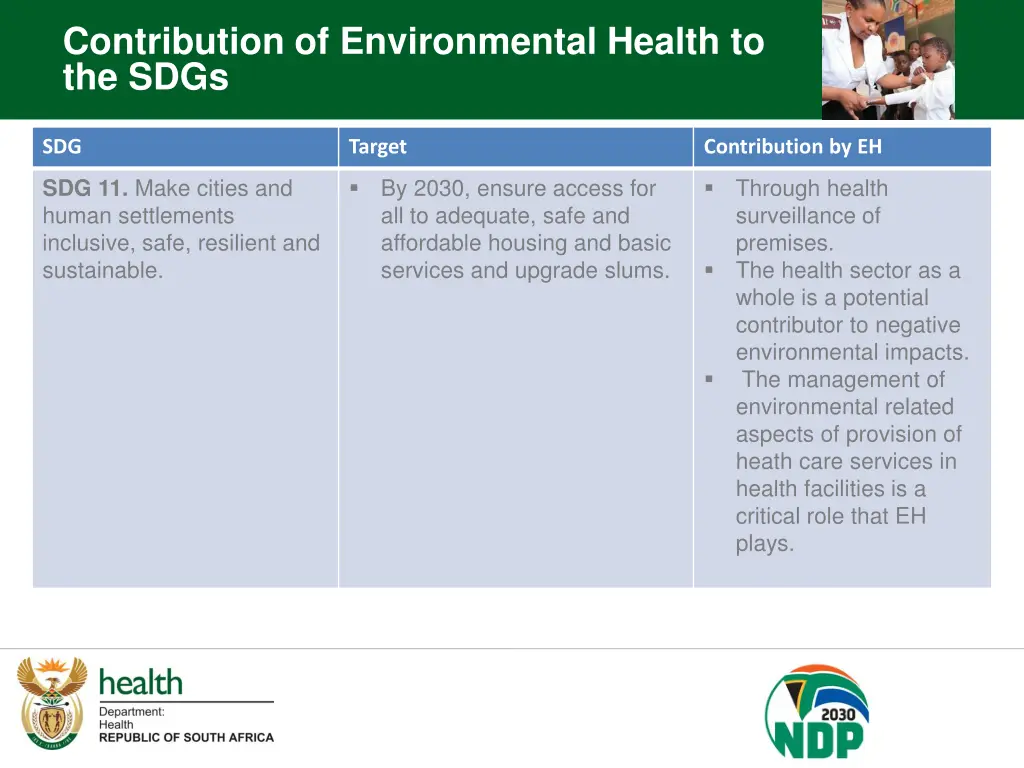 contribution of environmental health to the sdgs 6