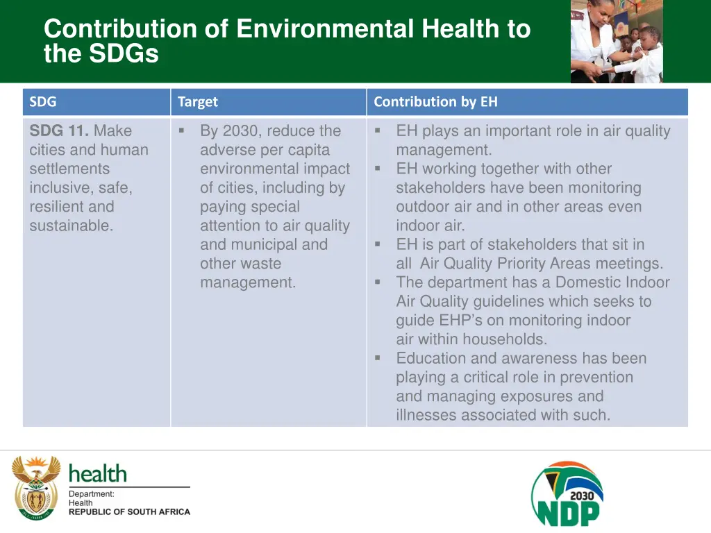 contribution of environmental health to the sdgs 7