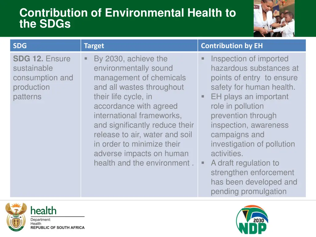 contribution of environmental health to the sdgs 8