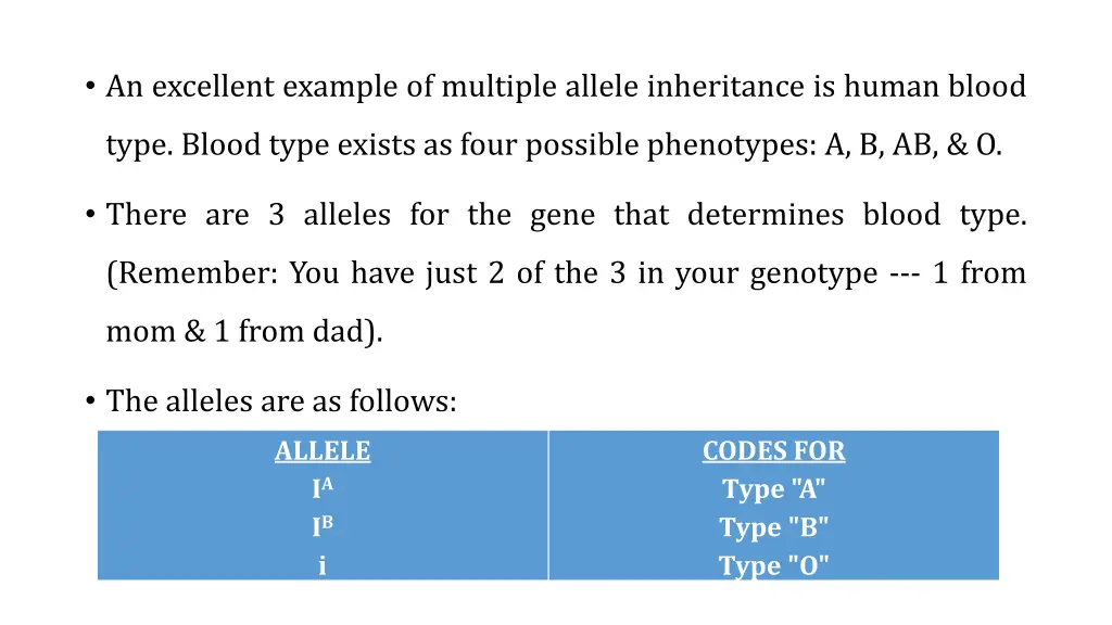 an excellent example of multiple allele