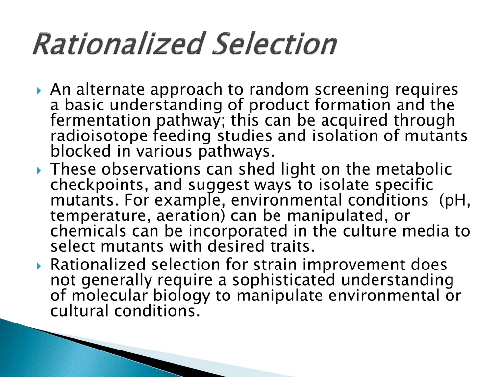 an alternate approach to random screening