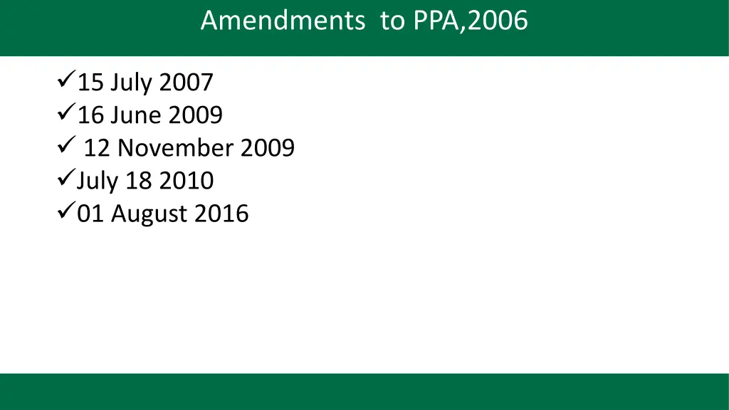 amendments to ppa 2006