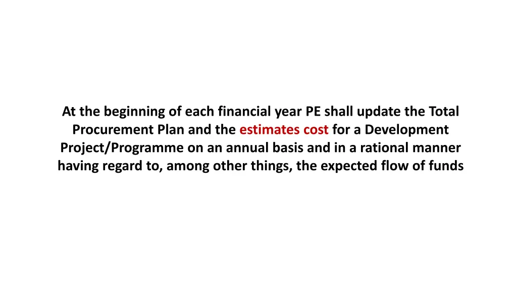 annual update of development project programme