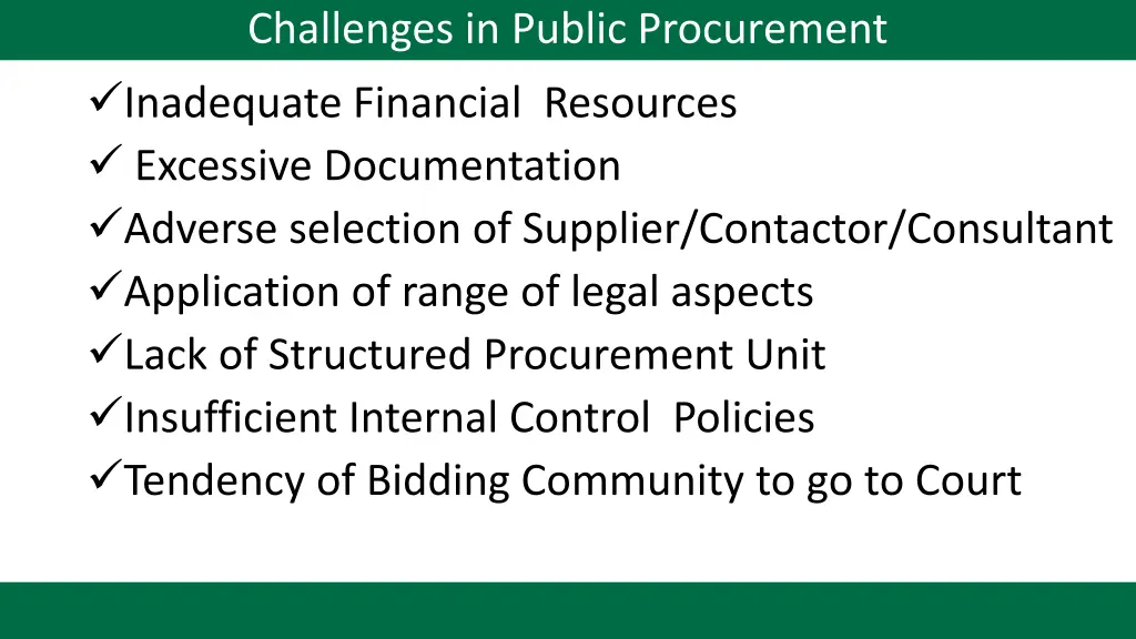 challenges in public procurement inadequate