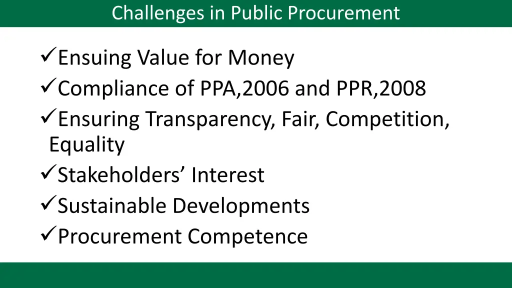 challenges in public procurement