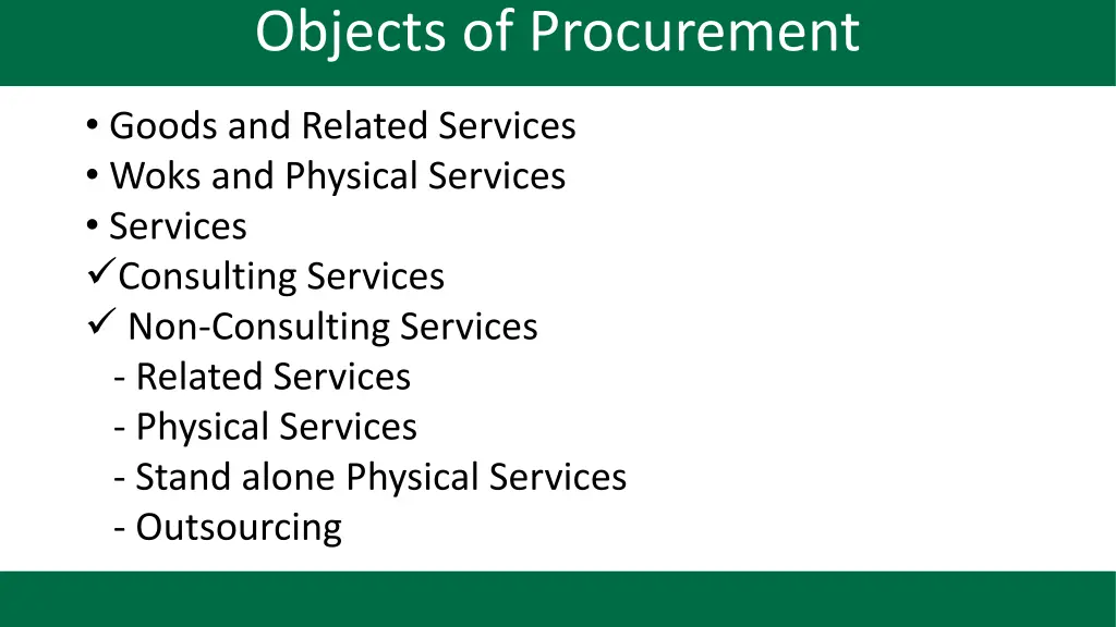 objects of procurement