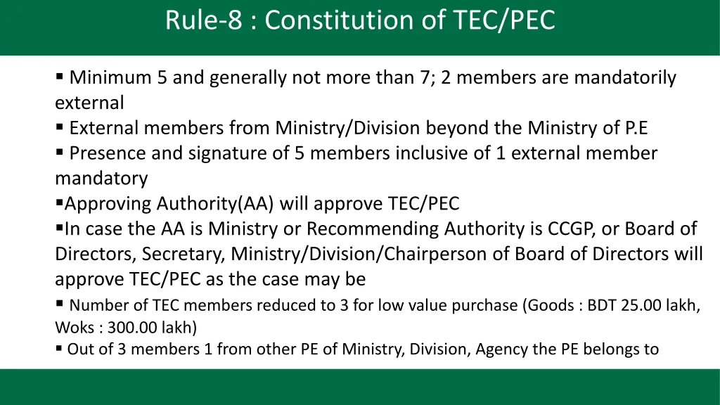 rule 8 constitution of tec pec