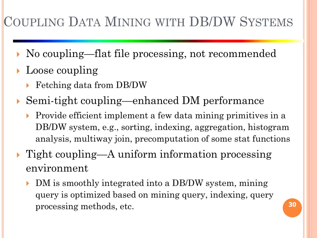 c oupling d ata m ining with db dw s ystems