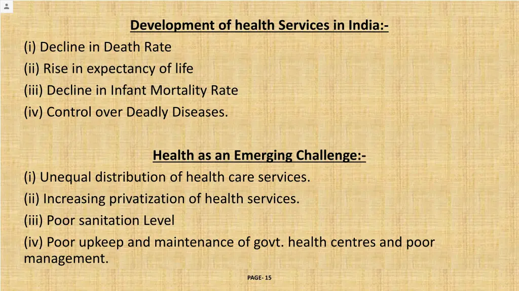 development of health services in india i decline