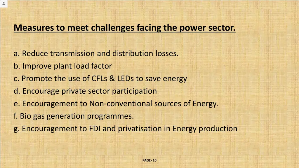 measures to meet challenges facing the power