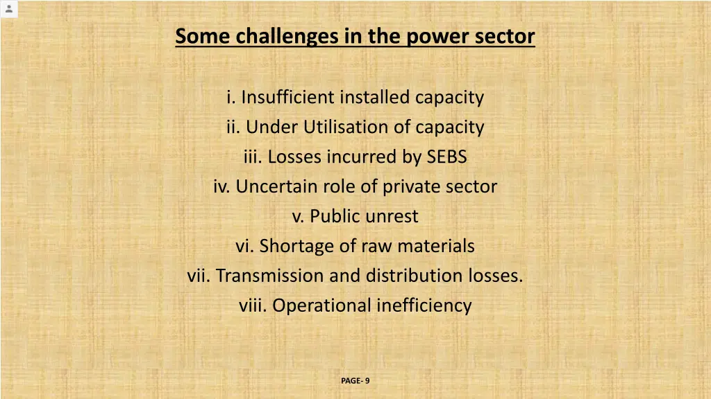 some challenges in the power sector