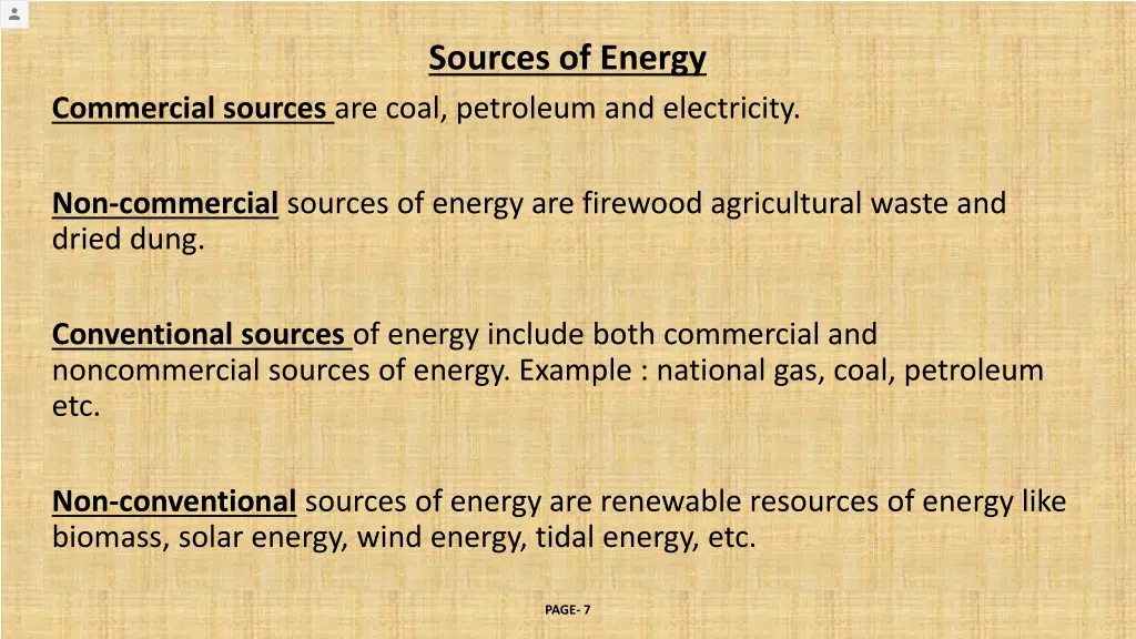 sources of energy