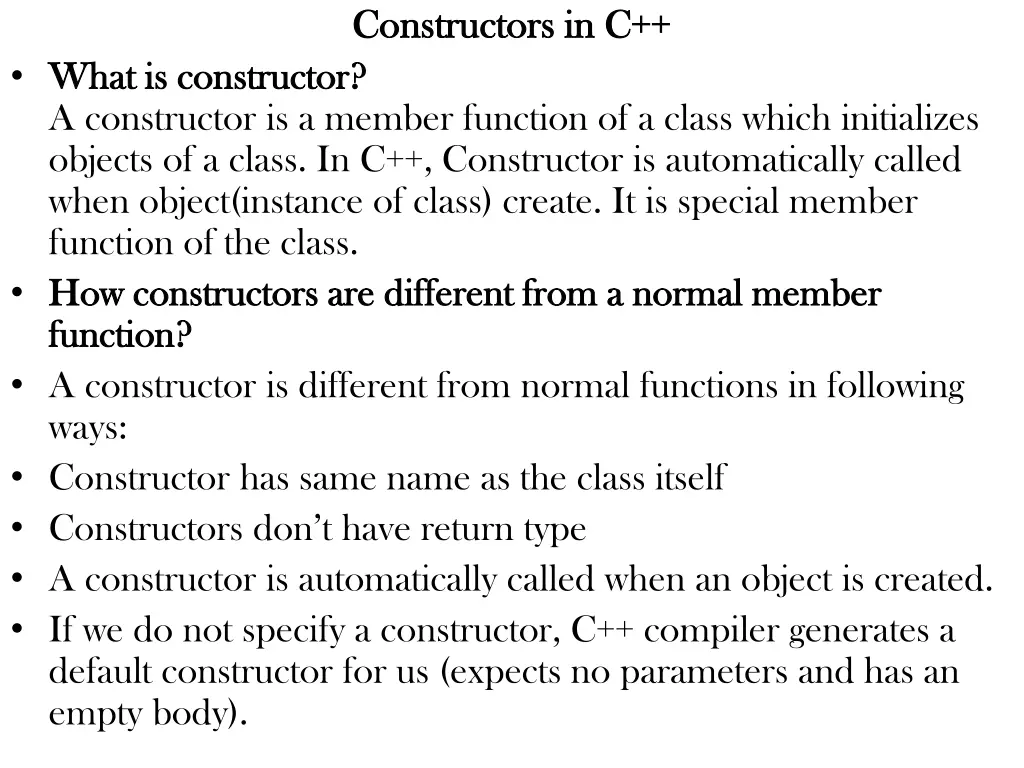 constructors in c constructors in c