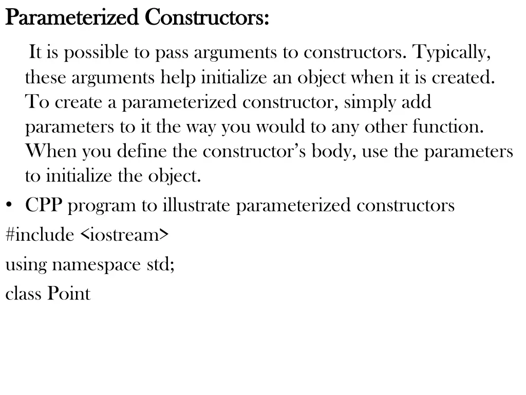 parameterized constructors parameterized