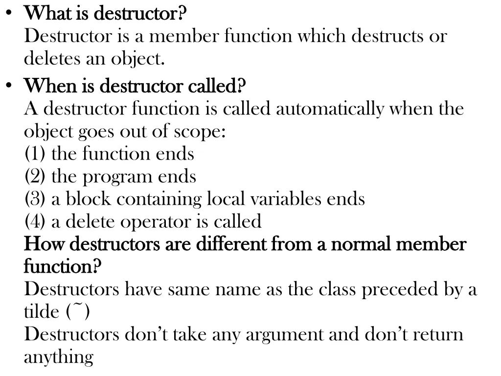 what is destructor what is destructor destructor