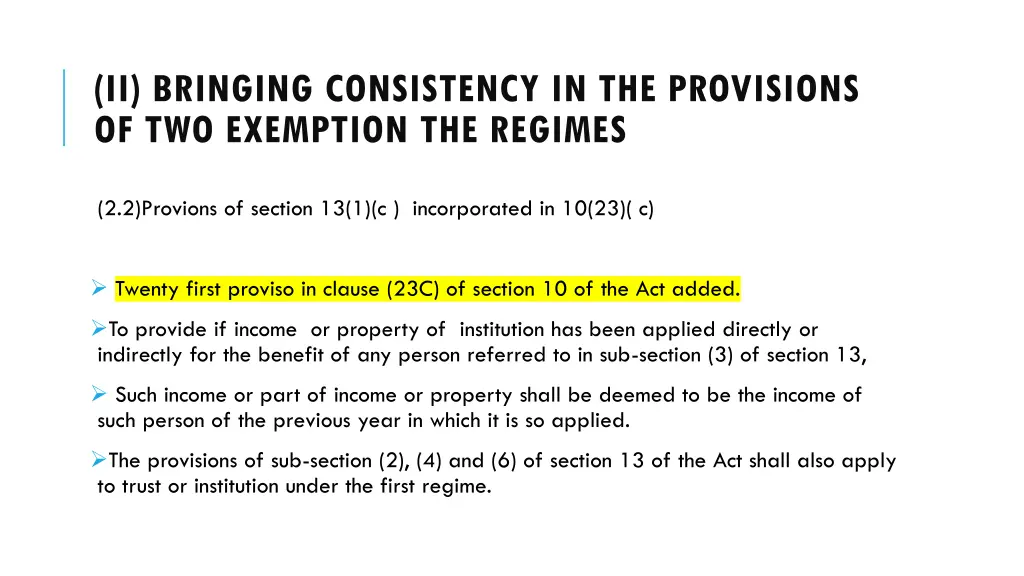 ii bringing consistency in the provisions 1