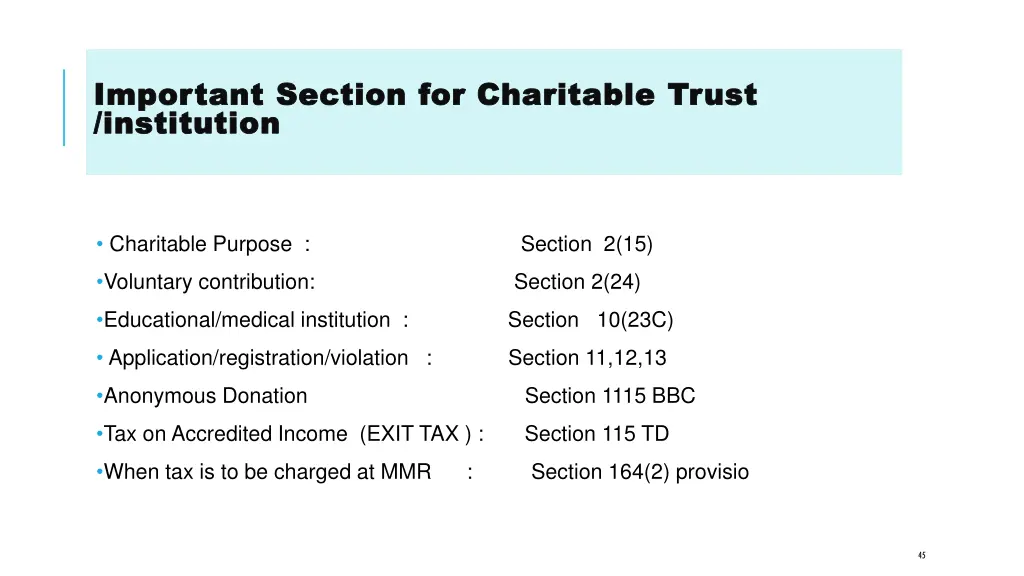 important section for charitable trust important