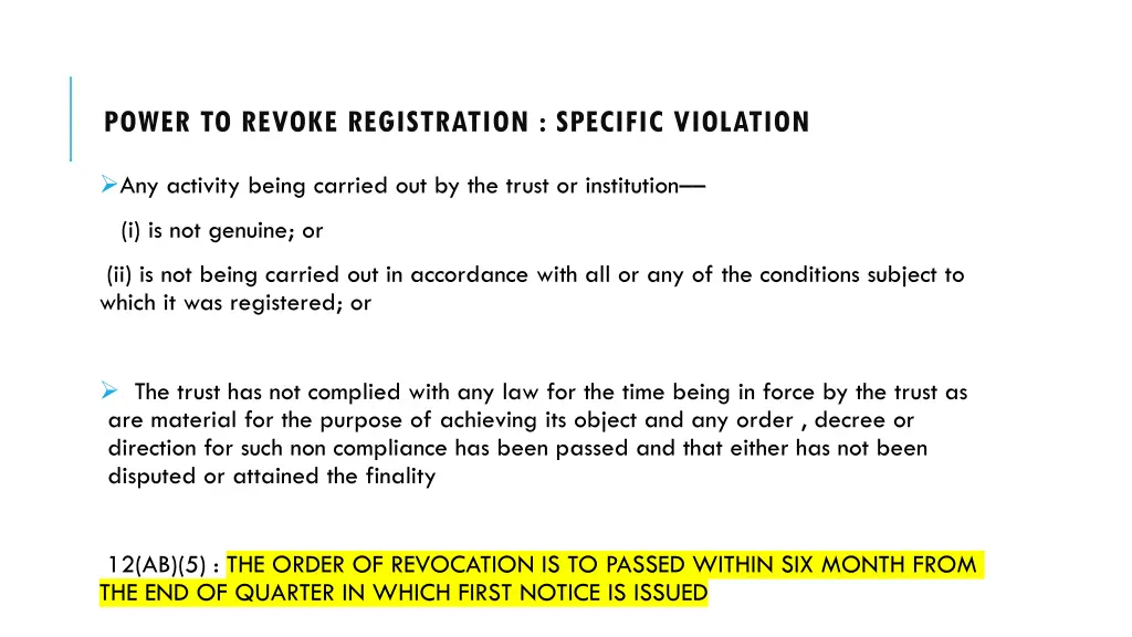 power to revoke registration specific violation 1