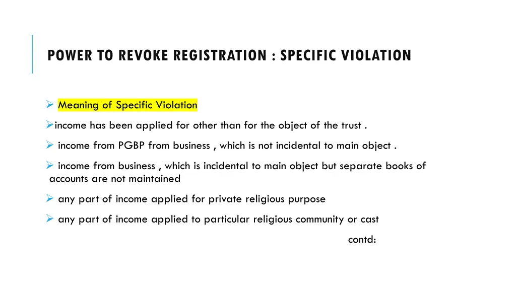 power to revoke registration specific violation