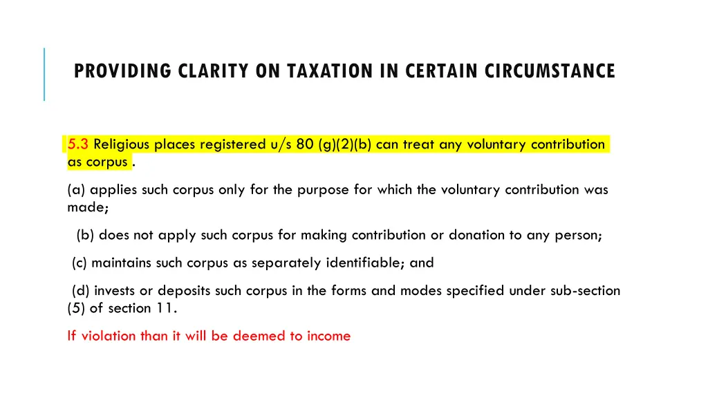 providing clarity on taxation in certain 1